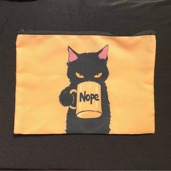 Grumpy Kitty Zipper Pouch with Stickers & Choice of 1 Glitter Pen | Add Pin $7 - Picture 2 of 7
